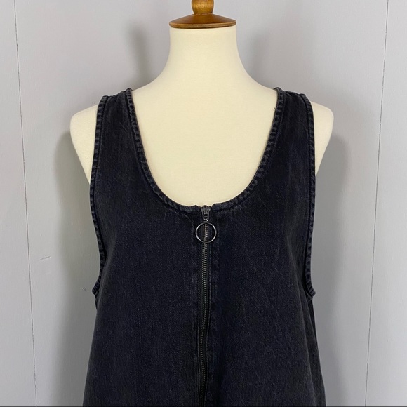 Forever 21 Black Denim Zippered Front Jumper Dress - Picture 5 of 12
